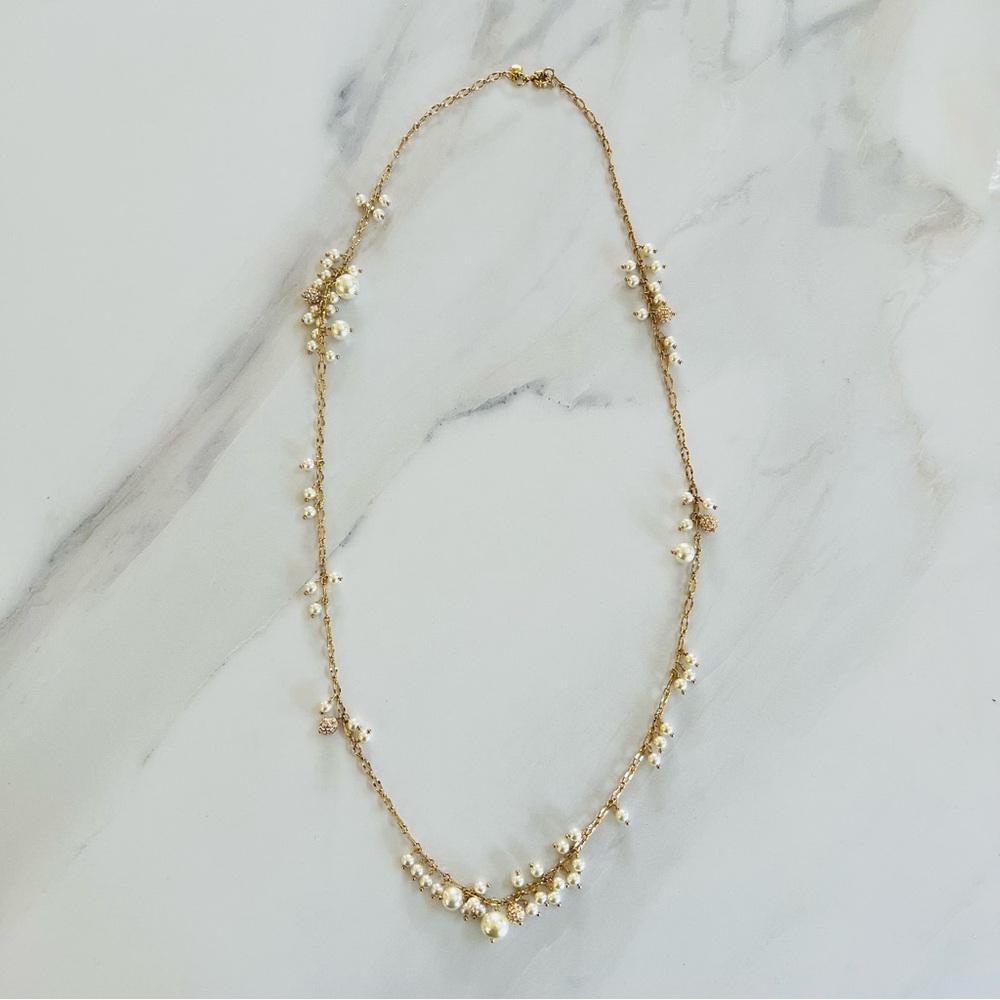 💚 NWOT💚 J.CREW Gold Pearl Rhinestone Bauble Necklace
